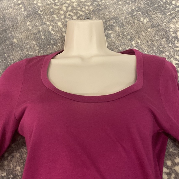 SPLENDID VERY SOFT LOW SCOOP NECK LONG SLEEVE T SHIRT DEEP PINK/ RASPBERRY - Picture 2 of 10